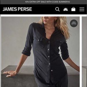 James Perse cotton 3/4 sleeve button down